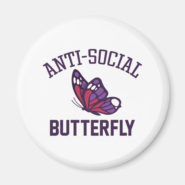 anti-social butterfly magnet (Front)