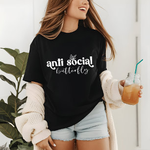 Anti Social Butterfly Modern Typography Introvert Tri-Blend Shirt