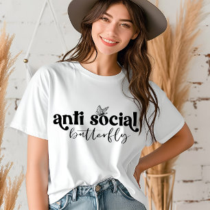 Anti Social Butterfly Modern Typography Introvert Tri-Blend Shirt