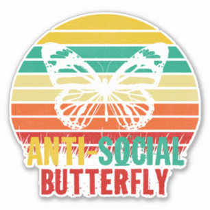 Anti-Social Butterfly Retro Stripes