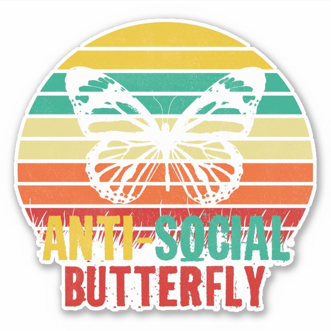 Anti-Social Butterfly Retro Stripes (Front)
