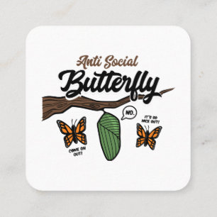 Anti Social Butterfly Square Business Card