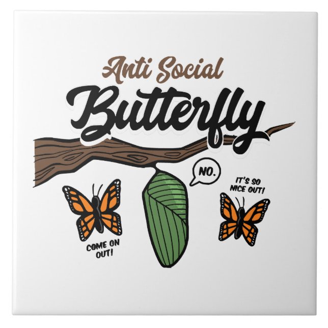 Anti Social Butterfly Tile (Front)