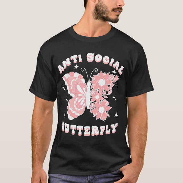 Anti Social Butterfly Womens Introvert Anti Social T-Shirt (Front)