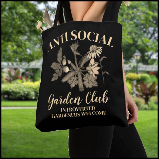 Anti Social Garden Club Tan Botanical Illustration Tote Bag (Creator Uploaded)