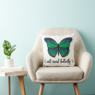 Anti Social Green Butterfly Cushion