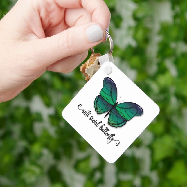 Anti Social Green Butterfly Key Ring (Hand)