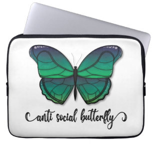 Anti Social Green Butterfly Laptop Sleeve