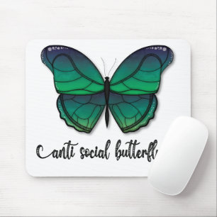 Anti Social Green Butterfly Mouse Mat