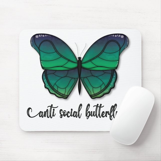 Anti Social Green Butterfly Mouse Mat (With Mouse)