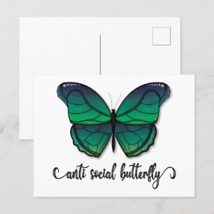 Anti Social Green Butterfly Postcard
