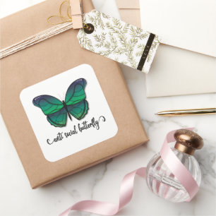 Anti Social Green Butterfly Square Sticker