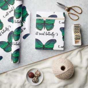 Anti Social Green Butterfly Wrapping Paper