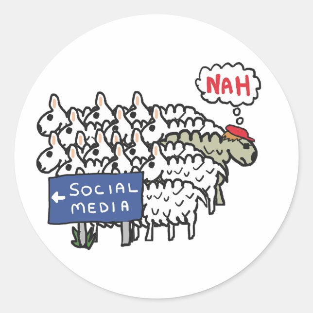 Anti Social Media Classic Round Sticker (Front)
