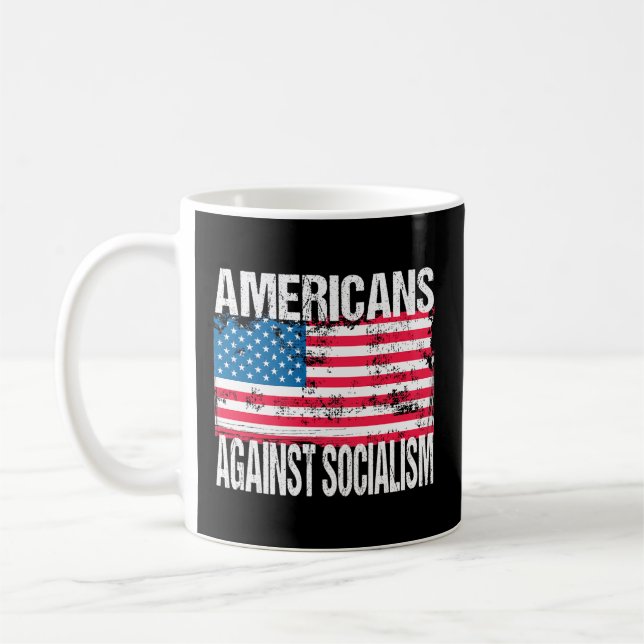 Anti-Socialism American Flag Patriotic Capitalist  Coffee Mug (Left)