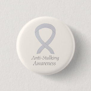 Anti-Stalking Awareness White Ribbon Custom Pin