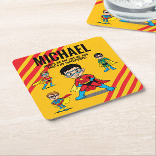 ANTI-STRESS KIDS HERO SUPERHERO POWER TEAM SQUARE PAPER COASTER
