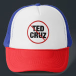 Anti Ted Cruz Trucker Hat<br><div class="desc">Democrats unite against Ted Cruz. A red strike through and a circle around the name of Ted Cruz on a political hat for a liberal Texas Democrat.</div>