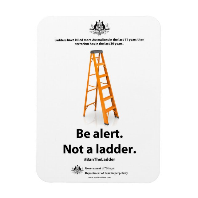 Anti-Terror Magnet: Be alert. Not a ladder. Magnet (Vertical)