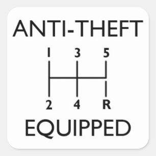 Anti-Theft Equipped (With Stickshift) Square Sticker