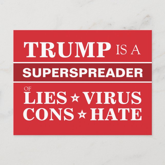 Anti-Trump 2020 Superspreader Lies Cons Hate Postcard (Front)