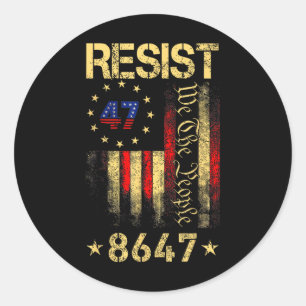 Anti Trump 8647 86 47 Us Flag We The People Impeac Classic Round Sticker