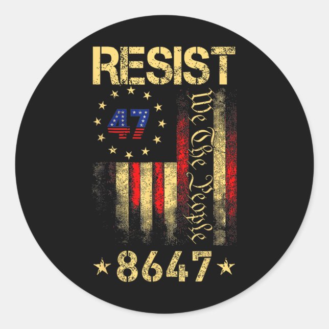 Anti Trump 8647 86 47 Us Flag We The People Impeac Classic Round Sticker (Front)