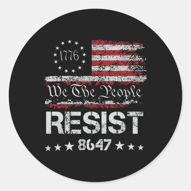 Anti Trump 8647 Resist Impeach Trump Impeach 47 86 Classic Round Sticker (Front)