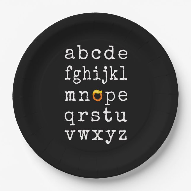 Anti-Trump Alphabet - Nope V Paper Plate (Front)