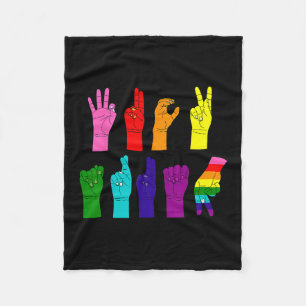 Anti-trump Asl Sign Language Lgbtq+ Protest Fleece Blanket