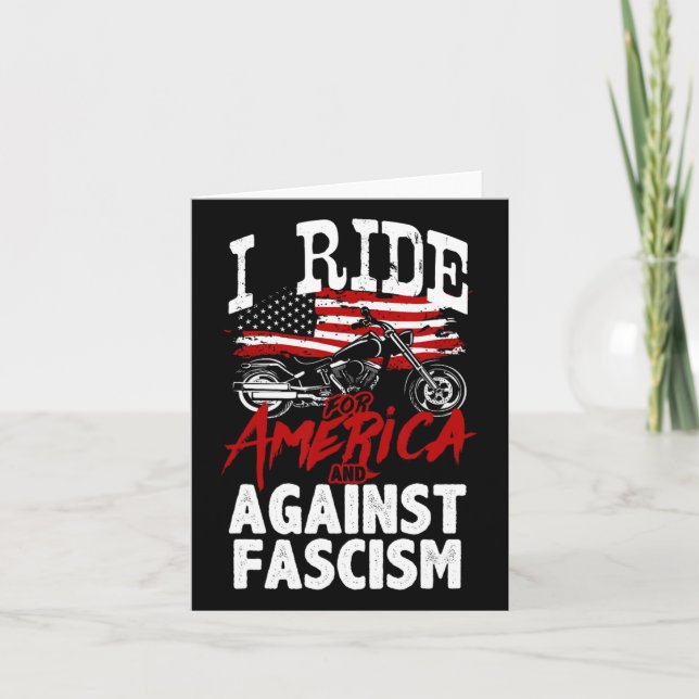 Anti Trump Biker Resist Against Fascism Protest  Card (Front)