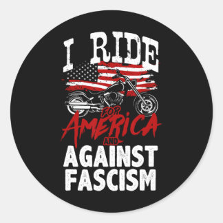 Anti Trump Biker Resist Against Fascism Protest  Classic Round Sticker