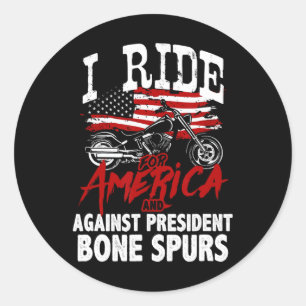 Anti Trump Biker Resist Against President Bone Spu Classic Round Sticker