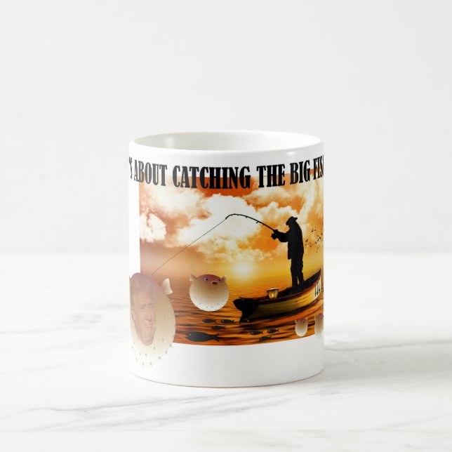 Anti Trump / Catching the big fish !, Coffee Mug (Center)