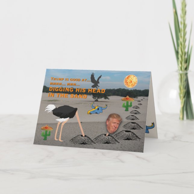 Anti Trump / Digging his head in the sand, Card (Front)