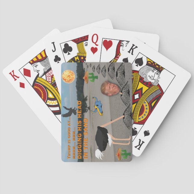 Anti Trump / Digging his head in the sand, Playing Cards (Back)