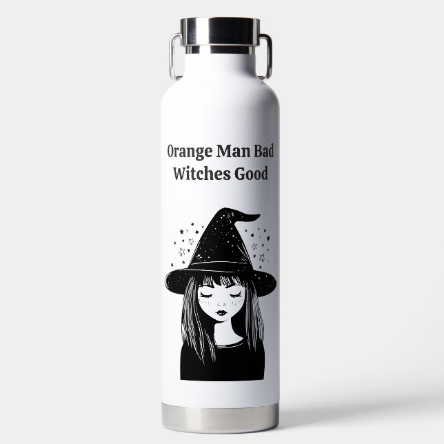 Anti Trump Feminist Witch Whimsy Zodiac Resistance Water Bottle (Front)