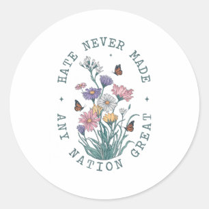 Anti Trump Floral Butterflies Democrat President L Classic Round Sticker
