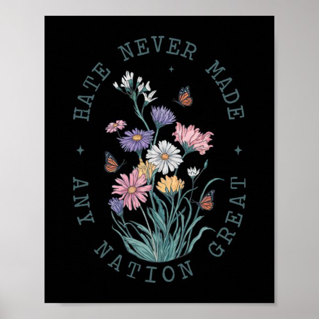 Anti Trump Floral Butterflies Democrat President L Poster (Front)