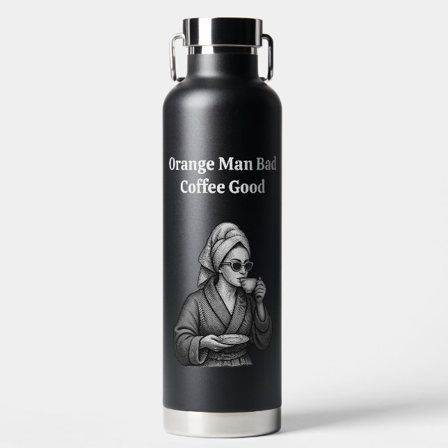 Anti Trump Funny Feminist Coffee Lover Political Water Bottle (Front)