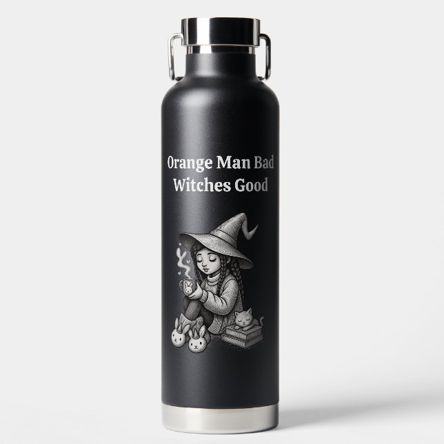 Anti Trump Funny Feminist Whimsy Liberal Zodiac Water Bottle (Front)