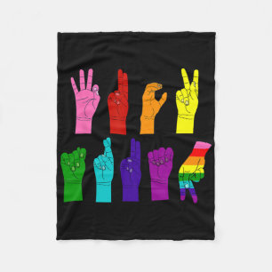 Anti Trump Hand Sign Lgbt Sign Language Lgbtq Rain Fleece Blanket