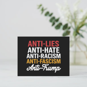Anti Trump Hate Lies and Fascism Resist Anti Trump Postcard