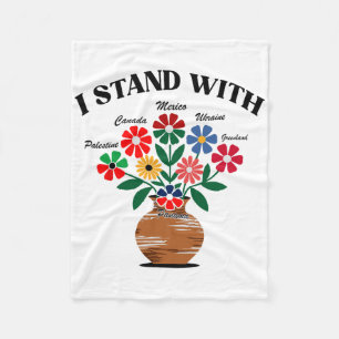 Anti Trump I Stand With Canada Mexico Greenland Uk Fleece Blanket