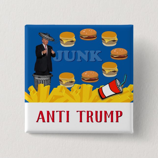 Anti Trump / Junk, 15 Cm Square Badge (Front)