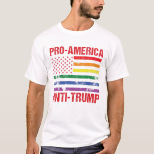 Anti Trump LGBT Pride US Flag Pro America Liberal T-Shirt