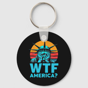 Anti-trump Political And Democracy Wtf America 3 Key Ring