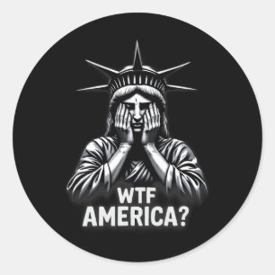 Anti-trump Political And Democracy Wtf America  Classic Round Sticker