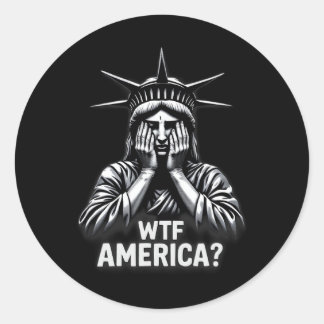 Anti-trump Political And Democracy Wtf America Classic Round Sticker