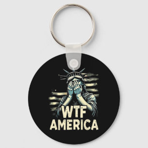 Anti-trump Political And Democracy Wtf America Key Ring